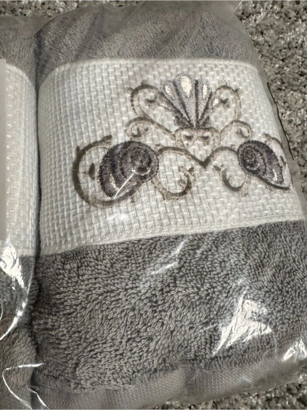 Two Hand Towels Authentic Hotel and Spa Turkish Cotton Shells Embroidered